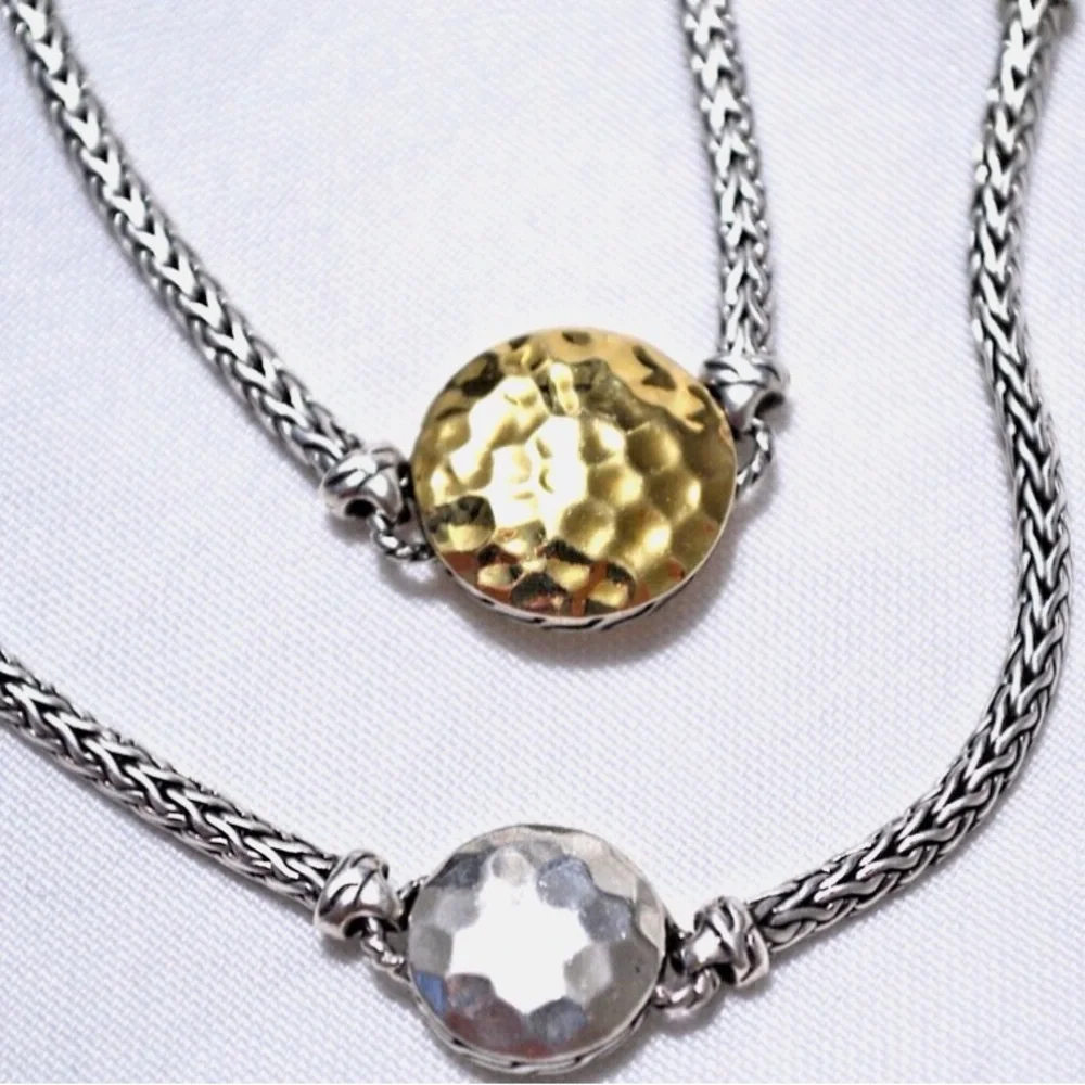 JOHN HARDY DOT HAMMERED SILVER/18K GOLD SAUTOIRVNECKLACE - Picture 5 of 9